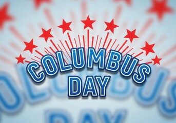 Illustration of columbus day text with red stars isolated on white background