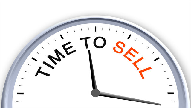 Time to sell concept illustrated on a clock, symbolizing sales, marketing, opportunity, urgency, and productivity, capturing the importance of timing in business with a clean minimal illustrative