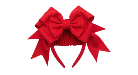 Isolated red hair bow headwear for baby girls and young women, child or kid holiday wear