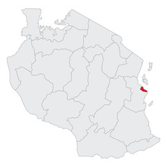 Tanzania map with Dar es Salaam city. Map of Tanzania with capital city Dar es Salaam.