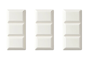 Three white, rectangular objects with three evenly sized squares stacked vertically