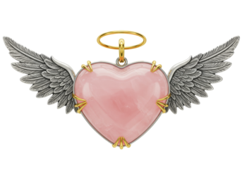 Isolated heart with wings and halo for faith-based love, valentine, or guardian gift theme