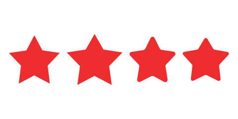 Obraz premium Four Red Star Rating Vector Illustration on White Background for Feedback and Reviews