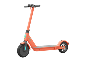 Isolated orange electric scooter with gray accents, modern urban mobility and green transport