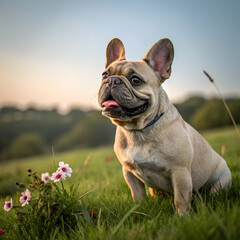 Fototapeta premium A charming French Bulldog with a playful personality, distinctive bat-like ears