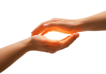 Isolated hands creating a ball of light in a nurturing gesture, blessing or energy healing