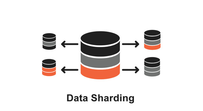 Data sharding concept isolated on white background, database partitioning