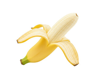 Isolated Ripe Banana Peeled Open, Ready to Eat Healthy Tropical Food Snack, Vegan Ingredient © Lukas