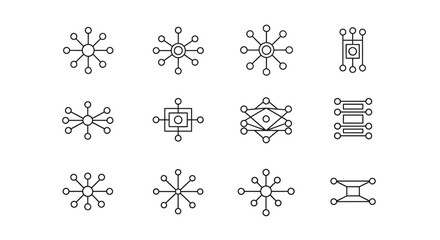 Collection of connection icons isolated on white background for web design