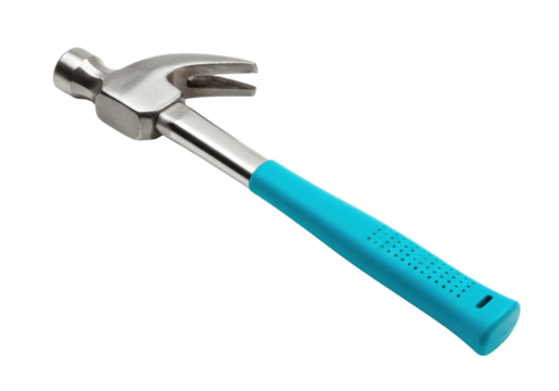 Isolated claw hammer on seamless backdrop ready to be used in digital carpentry projects.