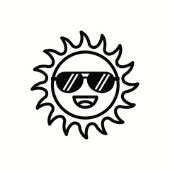 Cool Sun Cartoon with Sunglasses Vector Illustration Smiling Face Summer Heat Icon