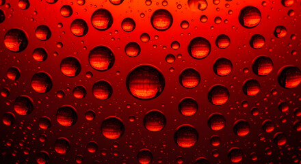 Detailed Macro of Red-Tinted Droplets, Artistic Representation of Healing