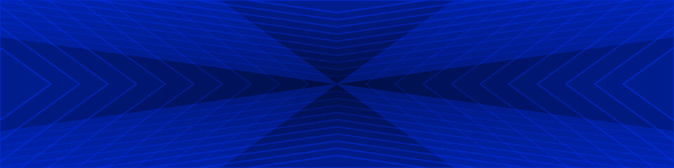 Panoramic banner. Blue abstract background with triangular pattern, cross shape, modern geometric texture, blended lines, outline pattern