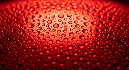 Reflective Water Droplets in Red Light, Symbolizing Compassion and Recovery