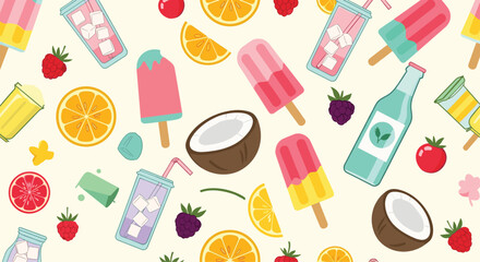 A vibrant summer collection of refreshing fruity treats and drinks.