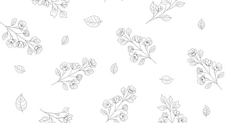 Abstract pattern of delicate botanical elements and scattered dots.