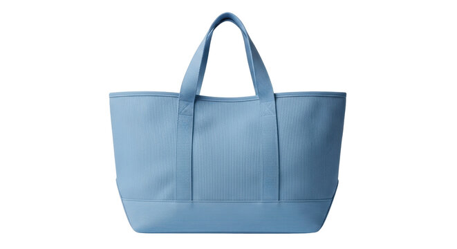 Isolated blue handbag made of cotton or canvas, a summer beach bag or tote for casual travel