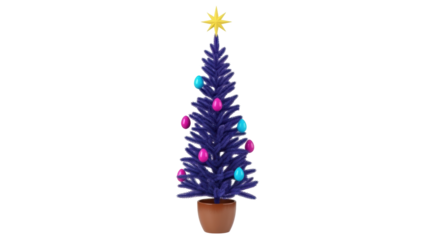 Isolated elegant Christmas tree with decorations, a festive holiday season concept art style