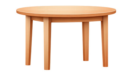 Fototapeta premium Realistic Wooden Round Dining Table Isolated on White Background for Interior Design