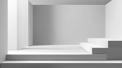 Modern minimalist architectural structure with steps and blank wall