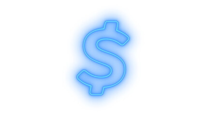 Modern digital dollar sign icon vector set. Outline vivid neon glowing blue currency symbol on transparent background vector image.