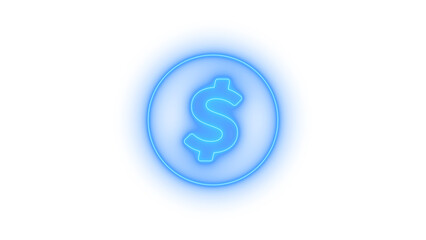 Dollar sign icon vector set, with a vivid neon blue glowing symbol. Outline dollar sign Icon on transparent background vector image.