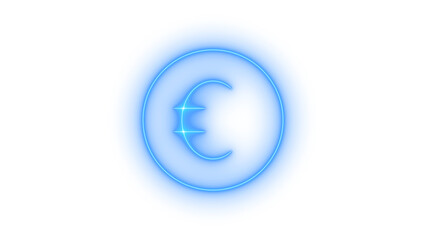 Neon glow euro currency symbol icon vector set. Outline neon glow euro currency symbol Icon on transparent background vector image.
