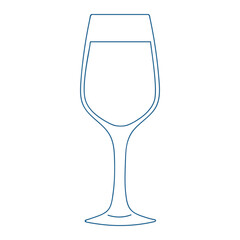 Elegant wine glass filled with clear water standing on a simple surface in soft lighting