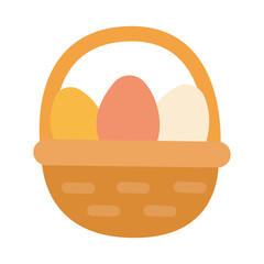 basket with eggs vector icon. cartoon vector logo isolated on white background eggs of eggs.