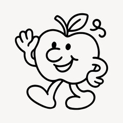Obraz premium Cheerful apple cartoon waving