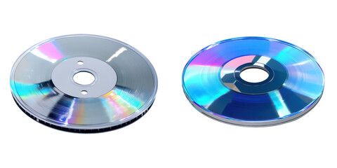 Modern Digital Discs Reflecting Colors isolated on transparent background.