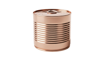 Isolated shiny metal tin can with a pull ring on top, food preservation and storage