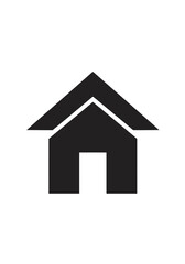 Simplified black house icon on transparent background for web design