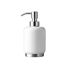Obraz premium Elegant White Soap Dispenser with Silver Pump for Bathroom Decor isolated on transparent background.