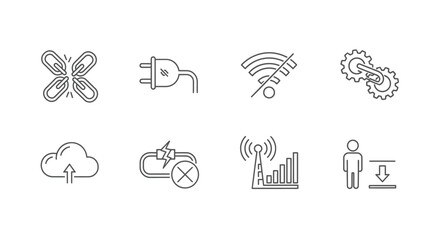 Set of connection icons isolated on white background for web development