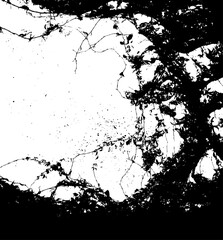 Gothic Vine Frame Silhouette in vector. Spooky Halloween Border Decoration with dark silhouette of thickets and leaves. Empty space for text or image placement