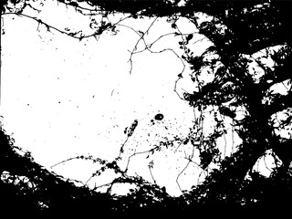 Eerie Halloween border in Vector. Silhouette of twisted vines and fallen leaves isolated on white. Haunted forest atmosphere for spooky decorative seasonal illustrations