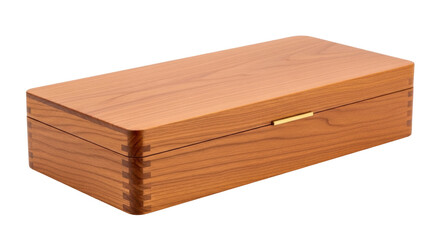 Isolated wooden box with dovetail joints, crafted wooden container with fine finish artesian work