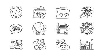 Collection of business and data icons isolated on white background