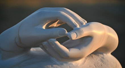 Sculpted Rock in the Shape of Hands, Smooth Abstract Freedom Concept
