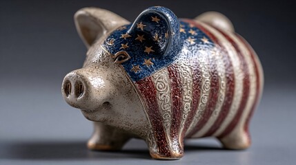 The Patriotic Piggy Bank Designed with the Stars and Stripes Motif