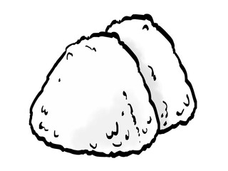 おにぎりのイラスト （筆タッチ） 塩味 シンプル / Simple Salted Rice Ball (Shio Musubi) in Brush Style Illustration