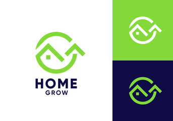 abstract home arrow logo design. simple growth real estate, architecture, property, building construction symbol vector concept	
