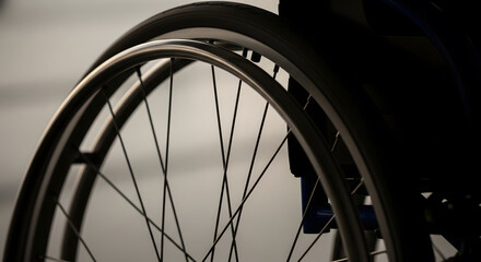 Fototapeta premium Flawless Wheelchair Wheel Silhouette in Abstract Lighting and Clean Composition
