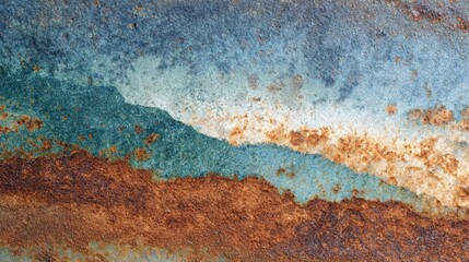 Macro Weathered Rust Stain on Stainless Metal with Bluish Tint - Detailed Oxidized Gradient Close-up
