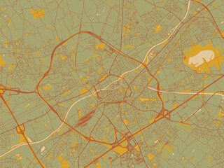 Abstract Flatdesign Map Kortrijk Belgium