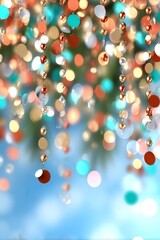Festive abstract background with colorful bokeh lights and shiny beads, perfect for Christmas and New Year design concepts