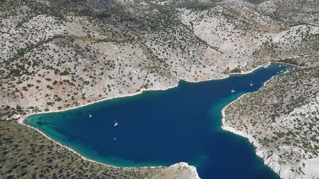 Aerial View of Serce Harbor and Sailboats in Marmaris, Turkey