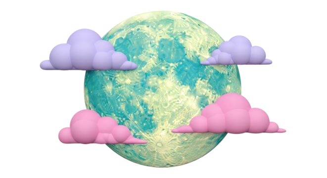 Isolated fantasy celestial sphere with pastel clouds floating around, dreamy astronomical scene - Powered by Adobe