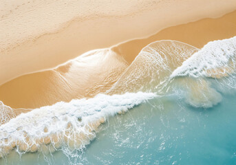 Aerial view of ocean wave and beach